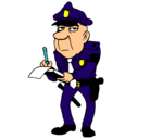 Dibujo Policía haciendo multas pintado por roke
