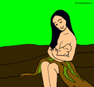 Dibujo Madre con su bebe pintado por tiuco