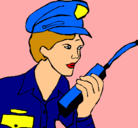Dibujo Policía con el walkie pintado por jacelyn
