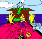 Dibujo Cigüeña en un barco pintado por miiiii