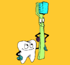 Dibujo Muela y cepillo de dientes pintado por darkstar