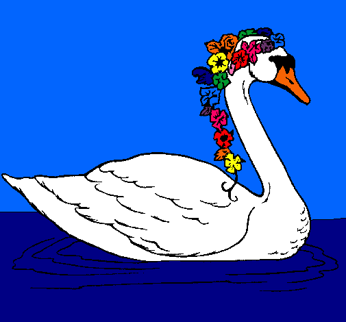 Cisne con flores