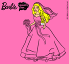 Dibujo Barbie vestida de novia pintado por peach