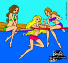 Dibujo Barbie y sus amigas pintado por Pulguita