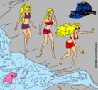 Dibujo Barbie y sus amigas en la playa pintado por varvi