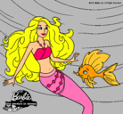 Dibujo Barbie sirena con su amiga pez pintado por Desiree14