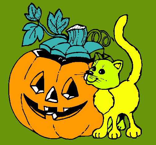 Calabaza y gato