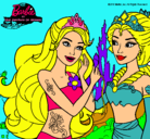 Dibujo Barbie se despiede de la reina sirena pintado por sirenas 