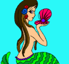 Dibujo Sirena y perla pintado por lizethjuli