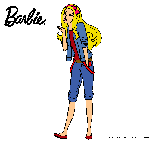 Dibujo Barbie con look casual pintado por anddy