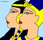 Dibujo Ramsés y Nefertiti pintado por egiptos