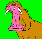 Dibujo Hipopótamo con la boca abierta pintado por goten