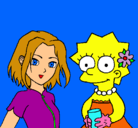 Dibujo Sakura y Lisa pintado por mariestel