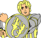 Dibujo Caballero con escudo de león pintado por xcaret