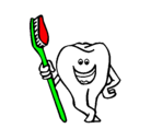 Dibujo Muela y cepillo de dientes pintado por danil