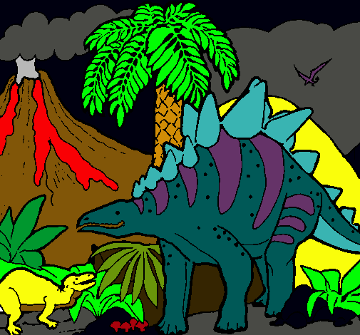 Dibujo Familia de Tuojiangosaurios pintado por dragon2012