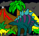 Dibujo Familia de Tuojiangosaurios pintado por dragon2012