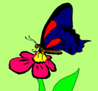Dibujo Mariposa en una flor pintado por Bego