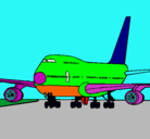 Dibujo Avión en pista pintado por avianca