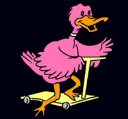 Pato en patinete