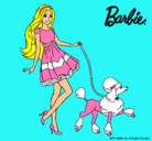 Dibujo Barbie paseando a su mascota pintado por ELGANTE