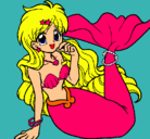 Dibujo Sirena pintado por princesa-9