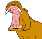 Dibujo Hipopótamo con la boca abierta pintado por demerio