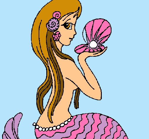Dibujo Sirena y perla pintado por lolaisa