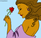 Dibujo Princesa con una rosa pintado por avaeacag
