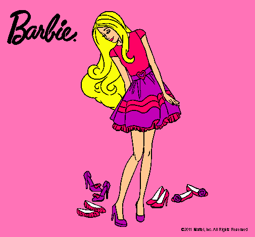 Dibujo Barbie y su colección de zapatos pintado por dianaeliza