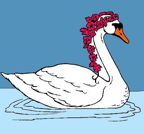 Cisne con flores