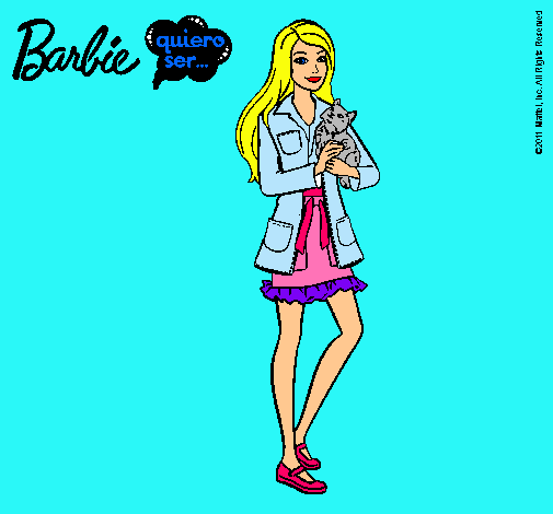Dibujo Barbie con un gatito pintado por  superguap