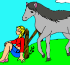 Dibujo Chica y caballo pintado por Laura2