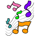 Dibujo Notas en la escala musical pintado por wappa