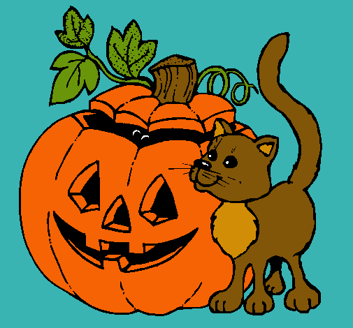 Calabaza y gato