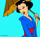 Dibujo Geisha con paraguas pintado por mariacat