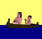 Dibujo Madre e hijo en canoa pintado por HJHJHJHJHJ