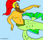Dibujo Poseidón pintado por usiles