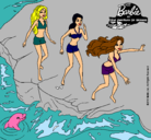 Dibujo Barbie y sus amigas en la playa pintado por el_eclipse