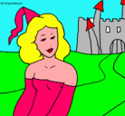 Dibujo Princesa y castillo pintado por castillo