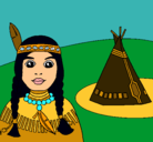 Dibujo India y tepee pintado por indiaxd