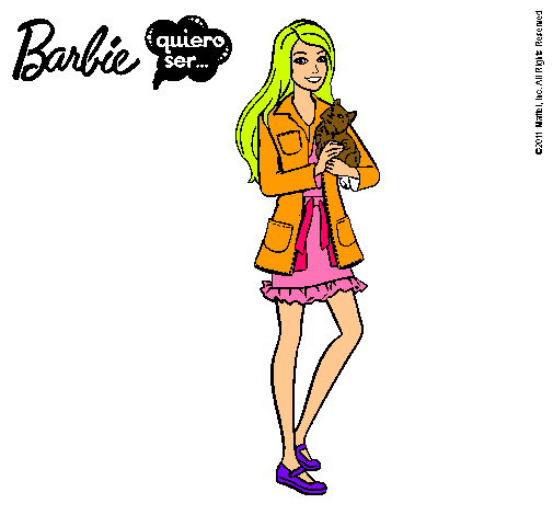 Barbie con un gatito