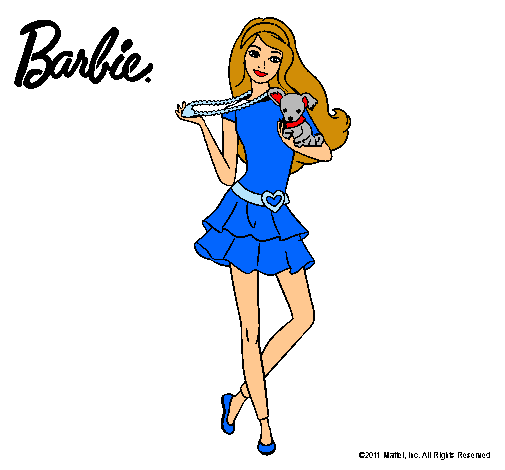 Dibujo Barbie y su mascota pintado por  Periitha