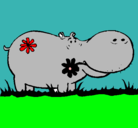Dibujo Hipopótamo con flores pintado por anaisitah