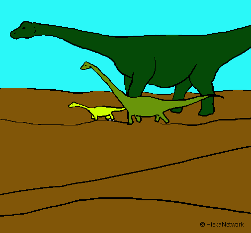 Dibujo Familia de Braquiosaurios pintado por diananana