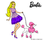 Dibujo Barbie paseando a su mascota pintado por jueduland