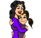 Dibujo Madre e hija abrazadas pintado por quianty