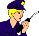 Dibujo Policía con el walkie pintado por roke
