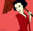 Dibujo Geisha con paraguas pintado por 2345