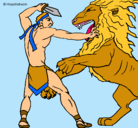Dibujo Gladiador contra león pintado por Hercules